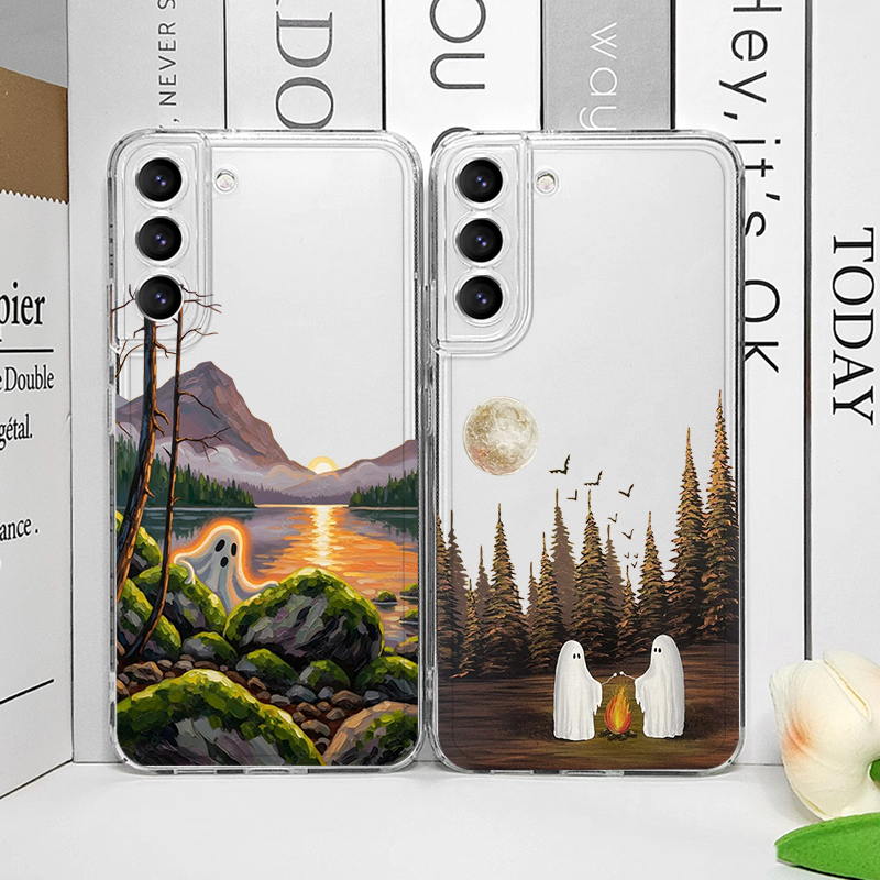 Phone Cases Samsung A14 - Прозрачный чехол с милым рисунком призрака